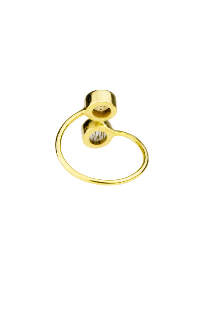 Double Gem Ring Citrine and Golden Rutilated