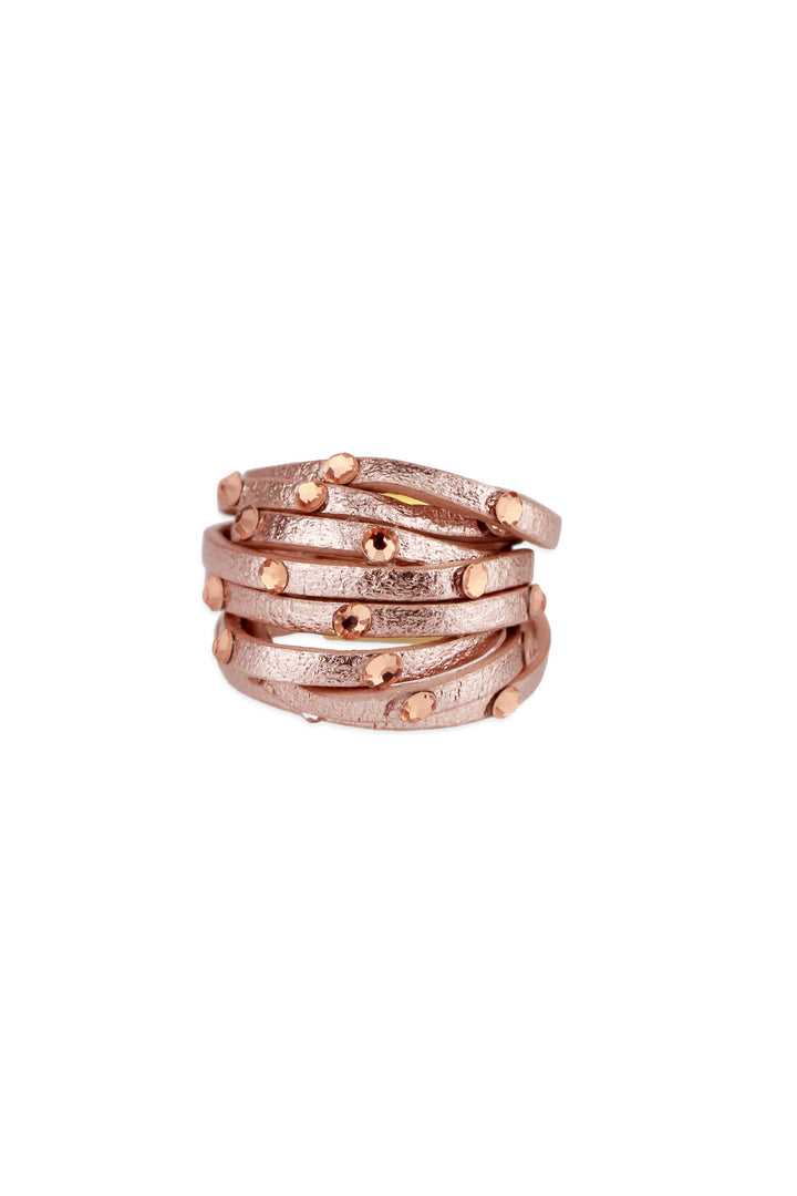 Leather Crystal Ring