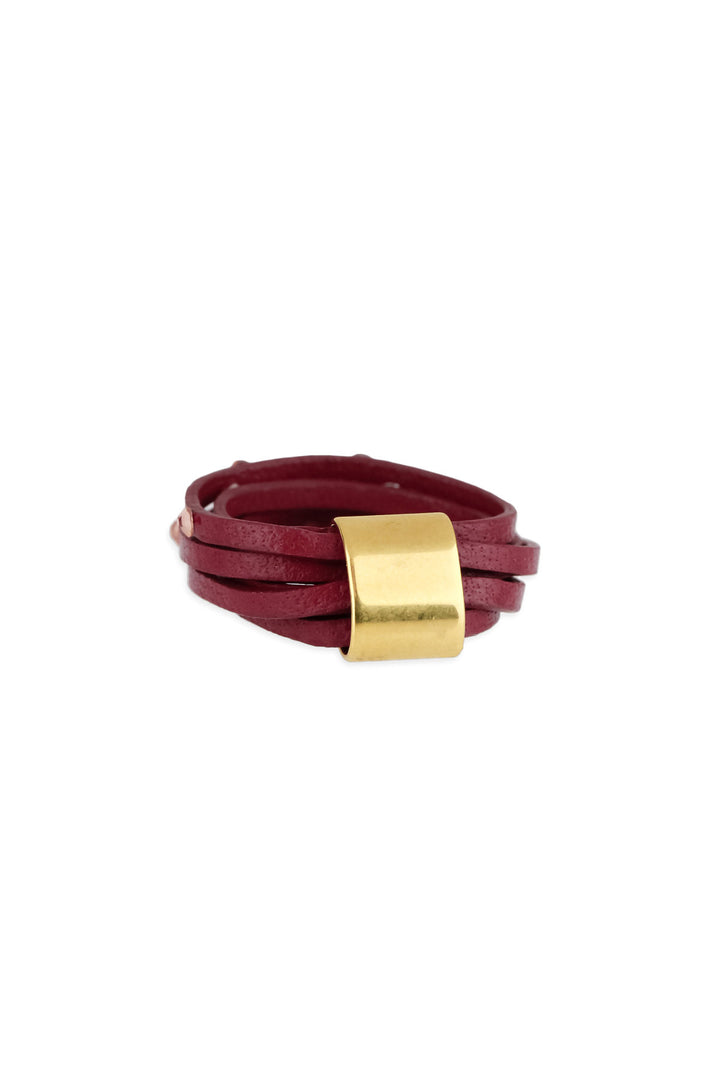 Leather Crystal Ring