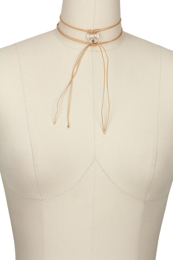 Crystal Bow Leather Choker