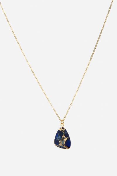 Mojave Triangle Gemstone Necklace - Dark Blue