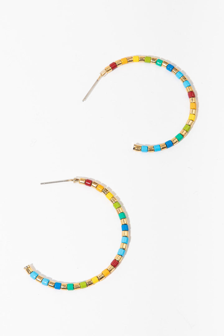Golden Rainbow Hoop Earrings