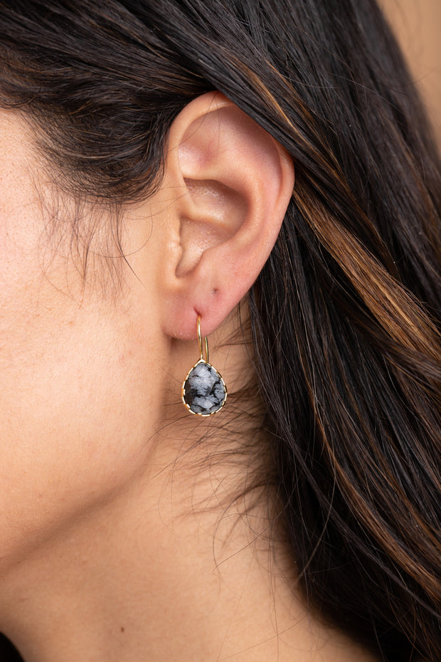 Twilight Single Agate Stone Pear Earrings