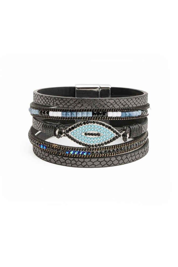 Vegan Leather Evil Eye Bracelet