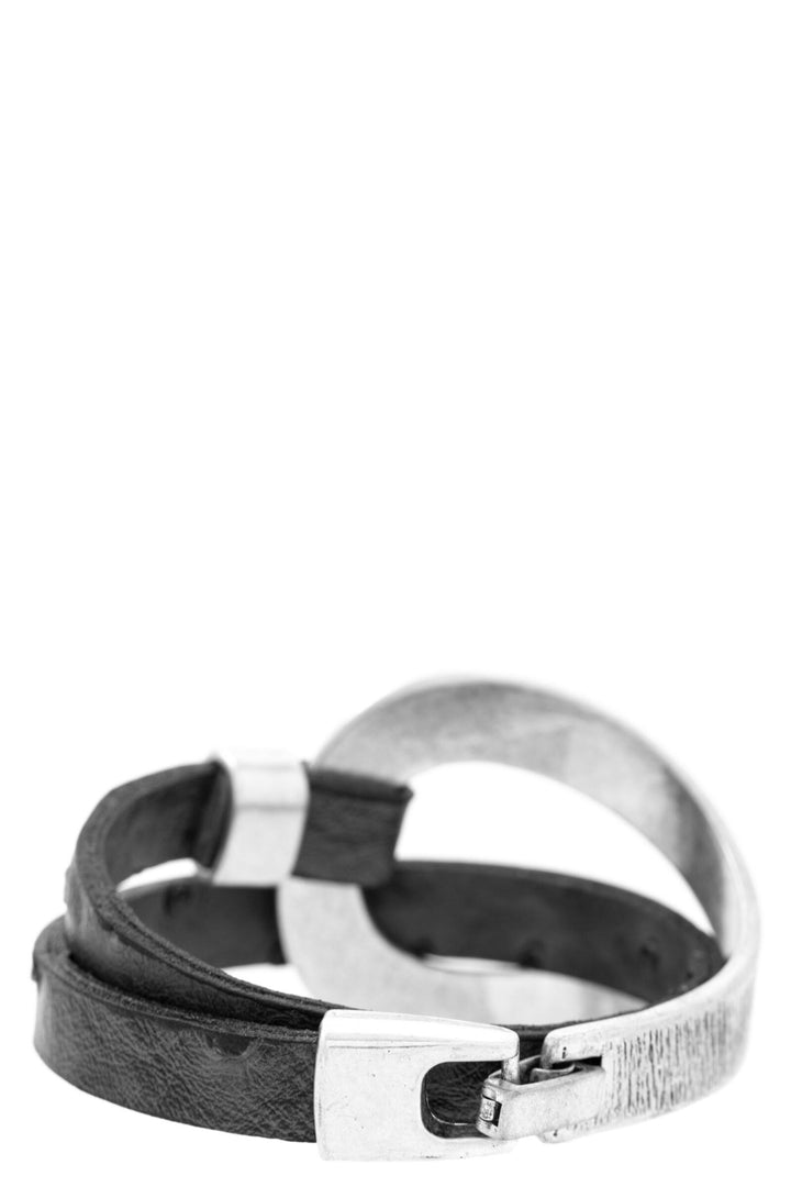 Hammered Double Wrap Leather Loop Bracelet