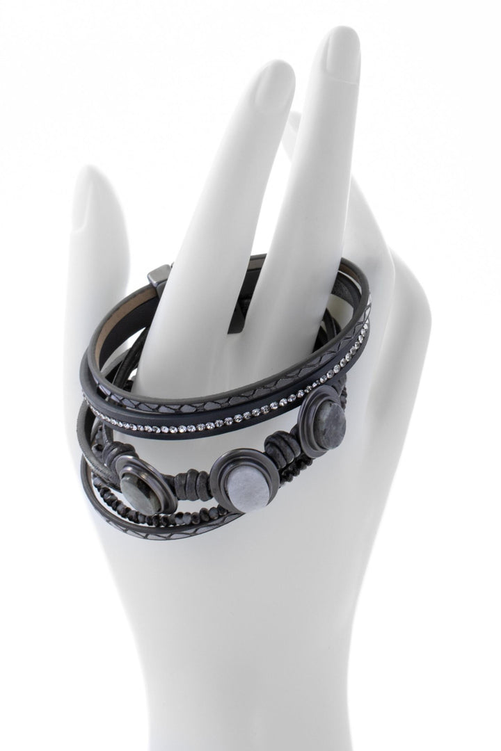 Triplicity Stone Leather Bracelet