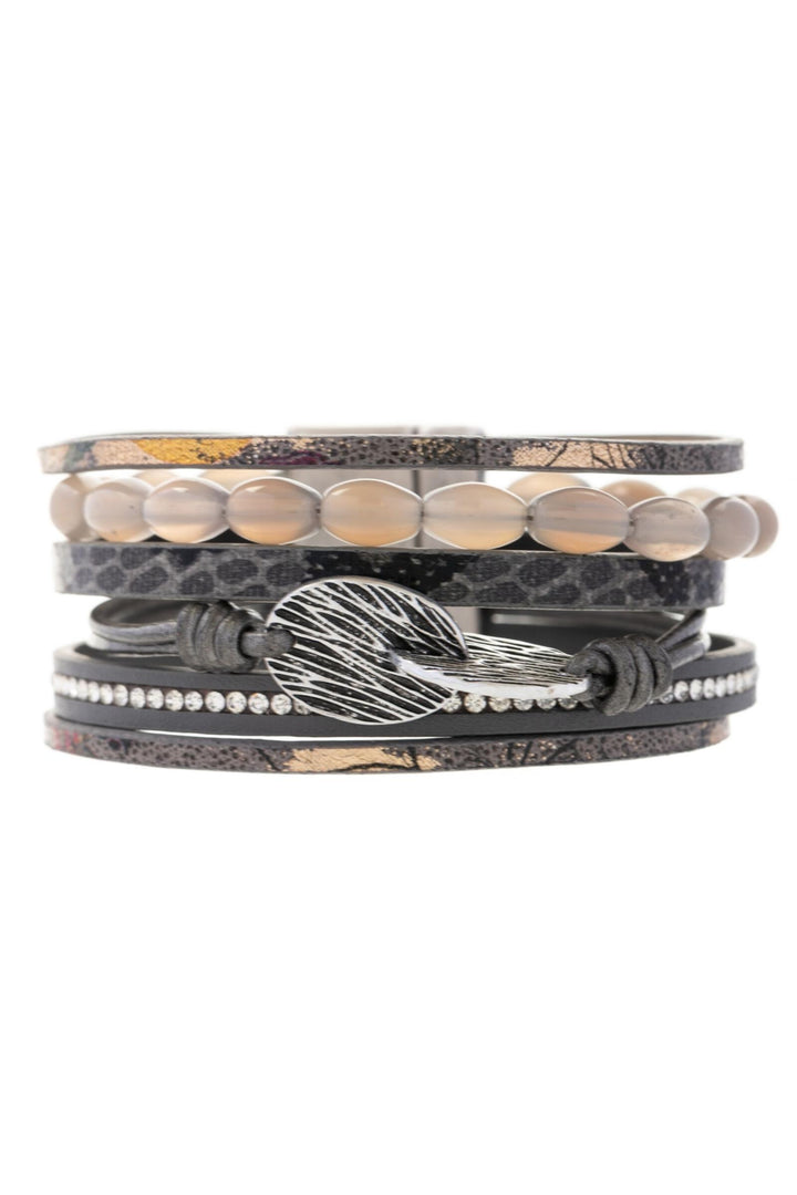 Agate Beaded Leather Bracelet