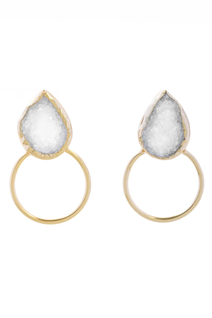 Druzy Adorned Hoop Earrings