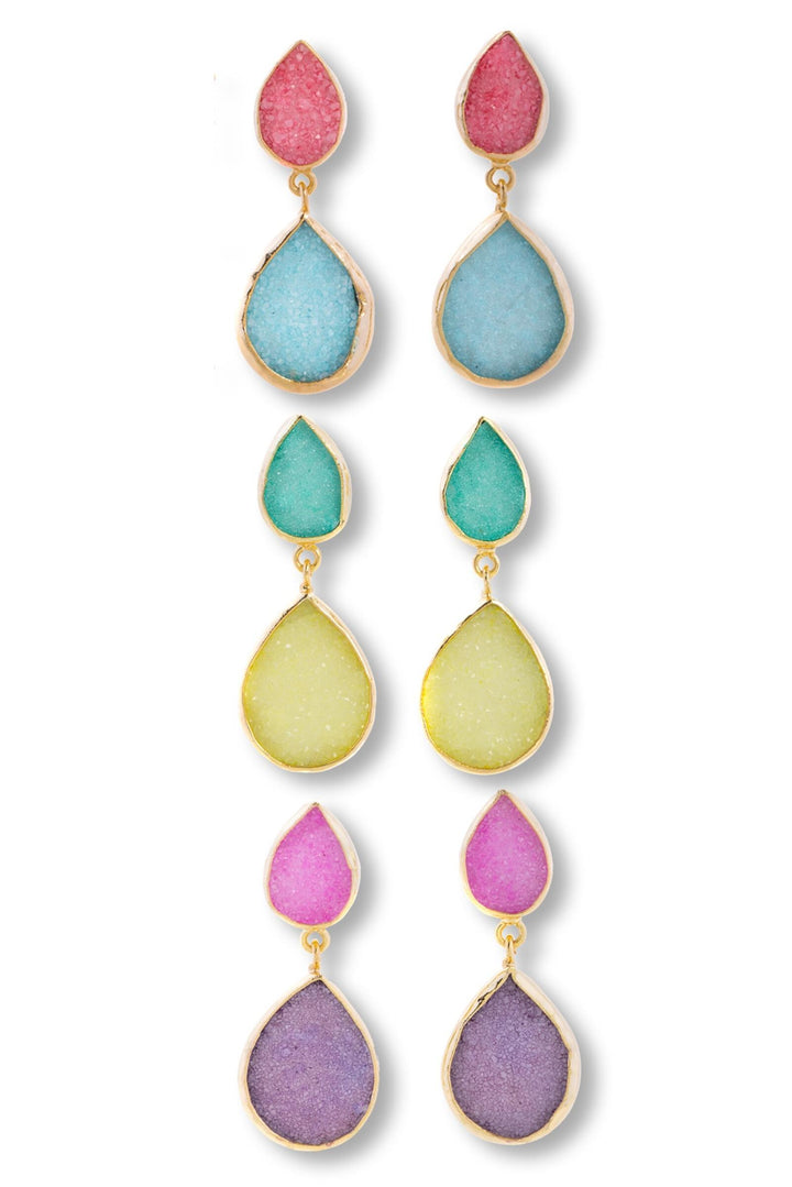 Druzy Pear Dangle Earrings