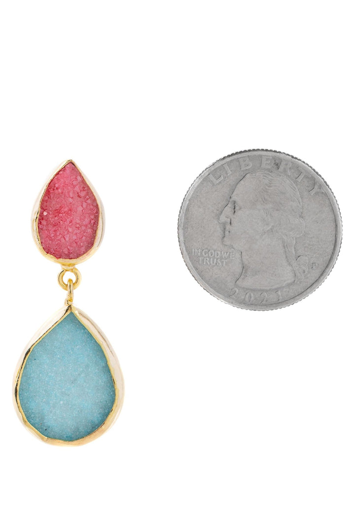 Druzy Pear Dangle Earrings
