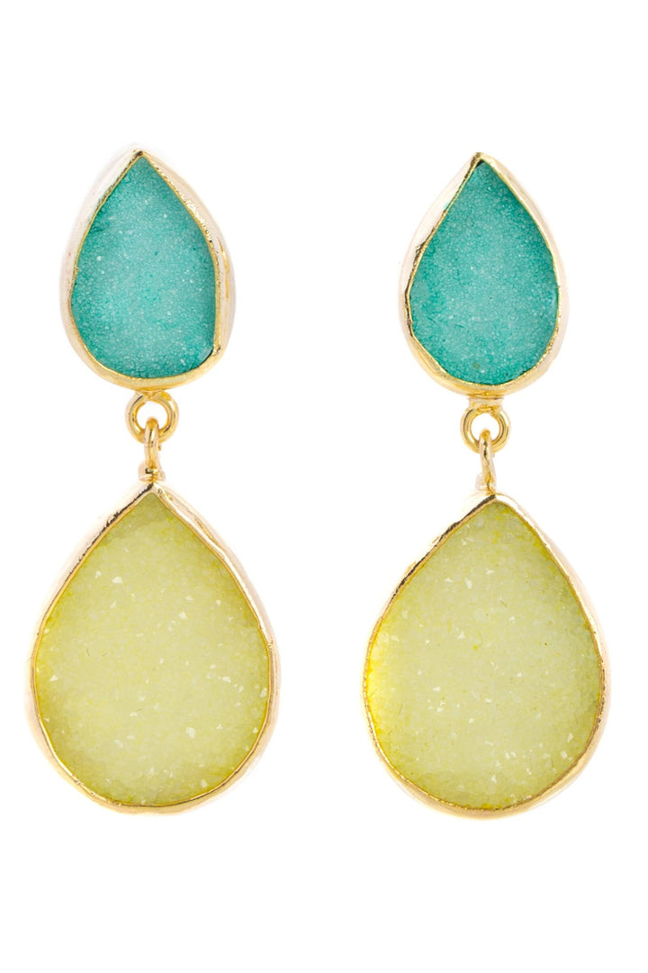 Druzy Pear Dangle Earrings