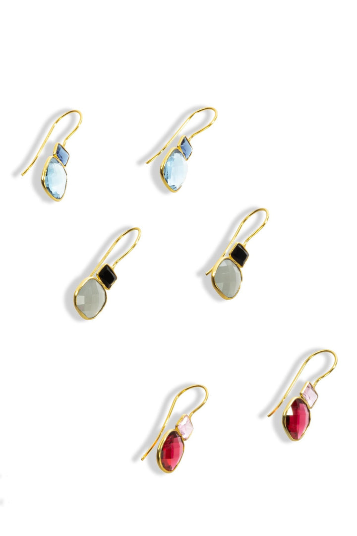 Cushion Drop Gemstone Earrings