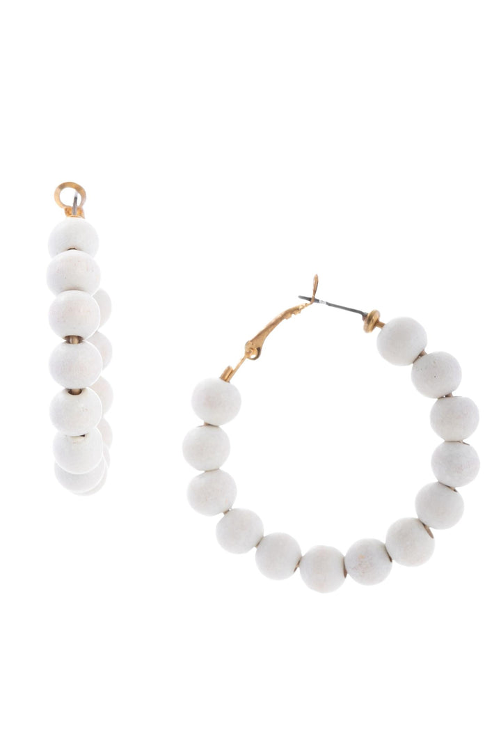 Wood Beaded Hoop Earrings