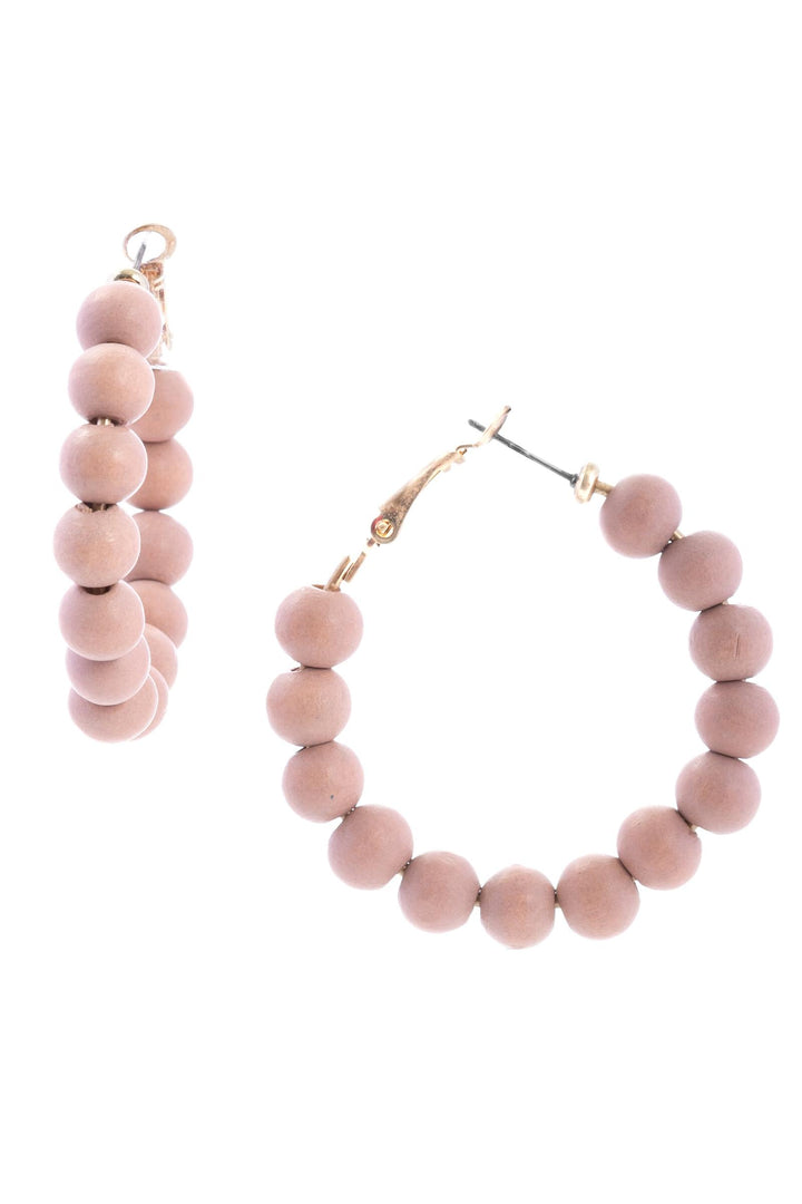 Wood Beaded Hoop Earrings