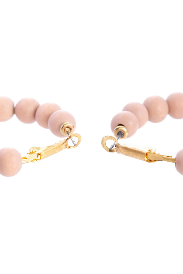 Wood Beaded Hoop Earrings