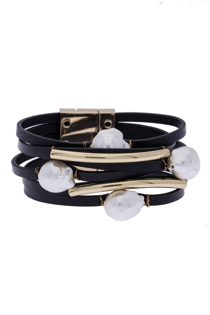 Achai Pearl Leather Bracelet