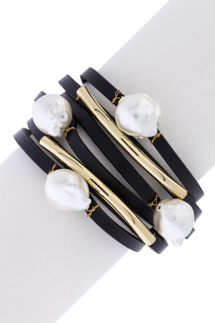 Achai Pearl Leather Bracelet