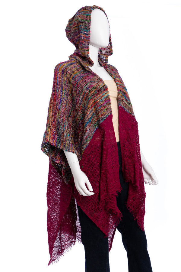 Rainbow Sari Hooded Kimono