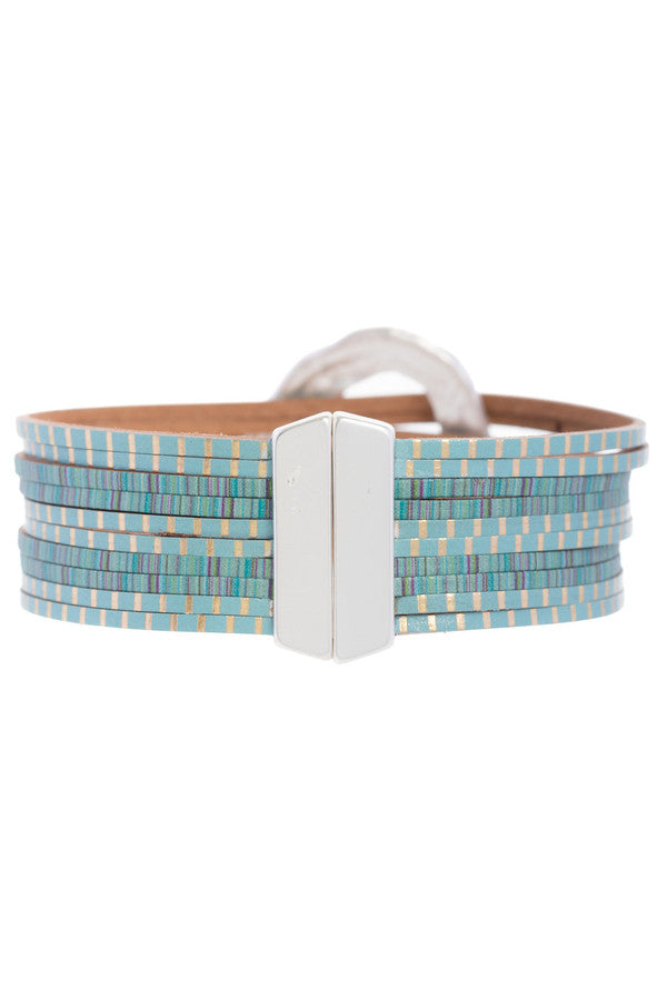 Vegan Leather Disk Bracelet