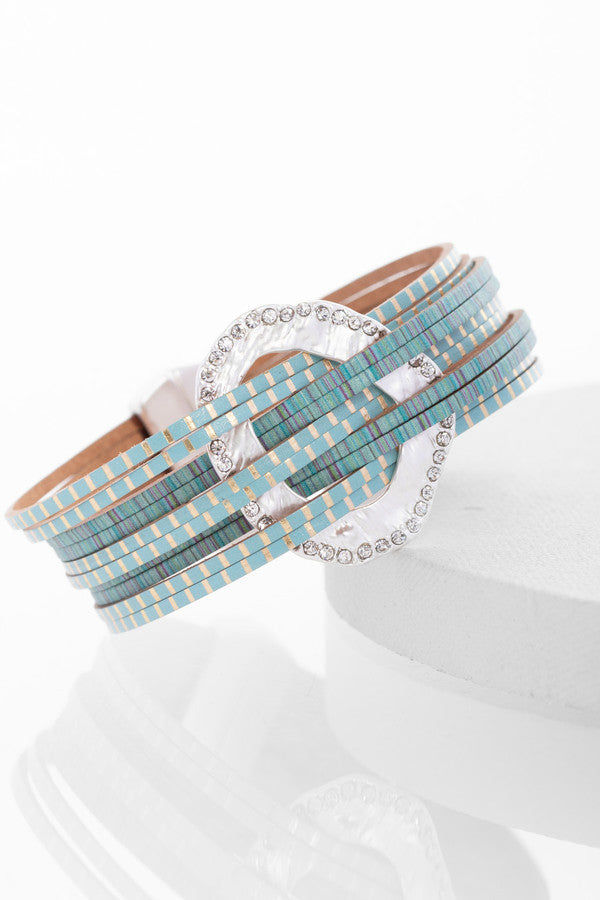 Vegan Leather Disk Bracelet