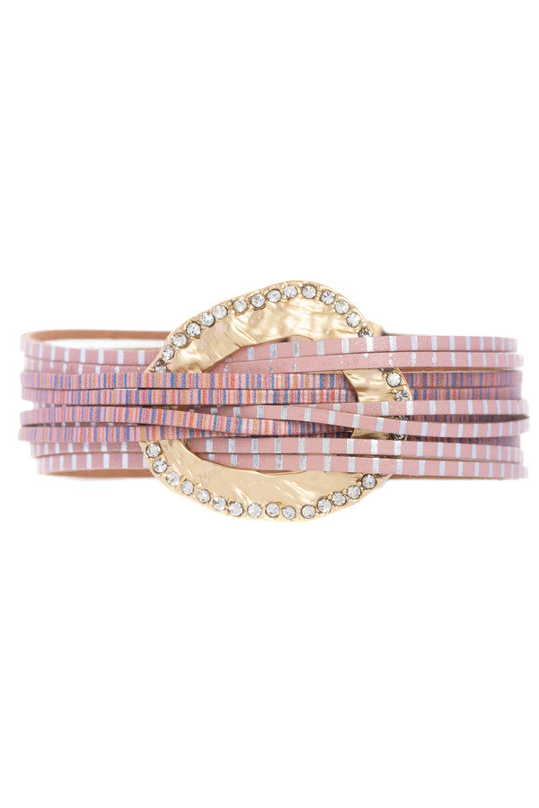 Vegan Leather Disk Bracelet