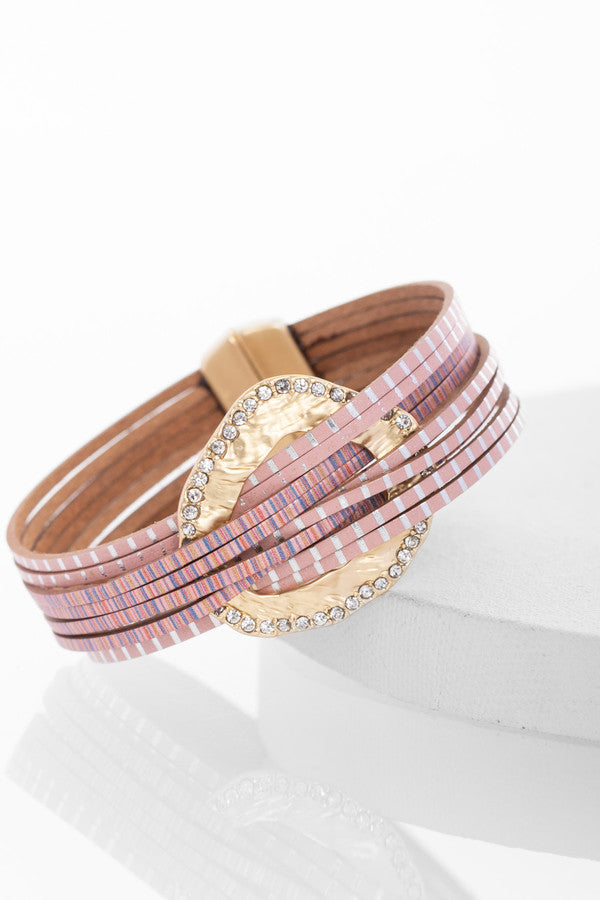 Vegan Leather Disk Bracelet