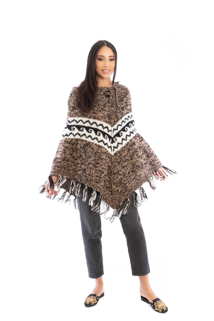 Woolen Handknitted Hooded Poncho