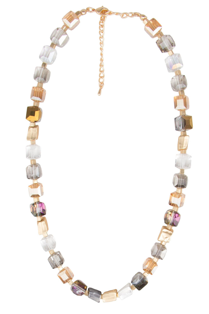 Faceted Bead and Stone Necklace