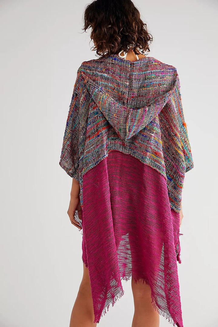 Rainbow Sari Hooded Kimono