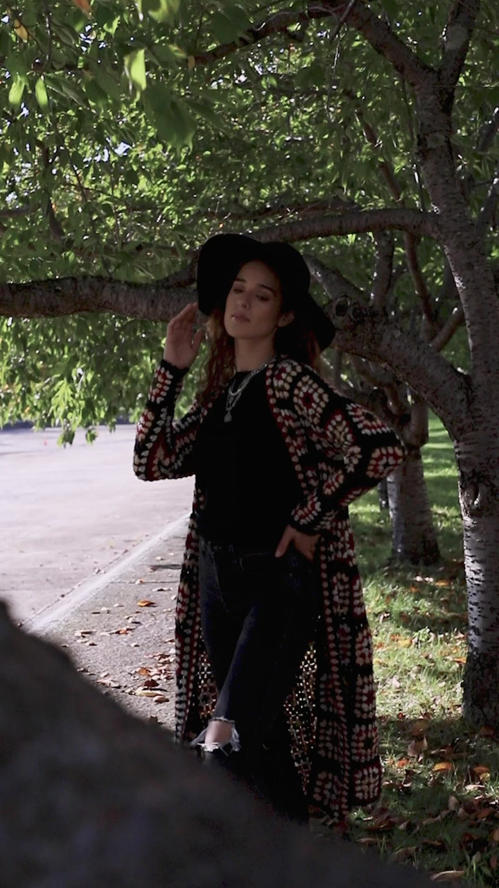 Winter Granny Long Crochet Kimono
