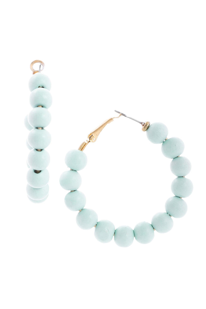 Wood Beaded Hoop Earrings