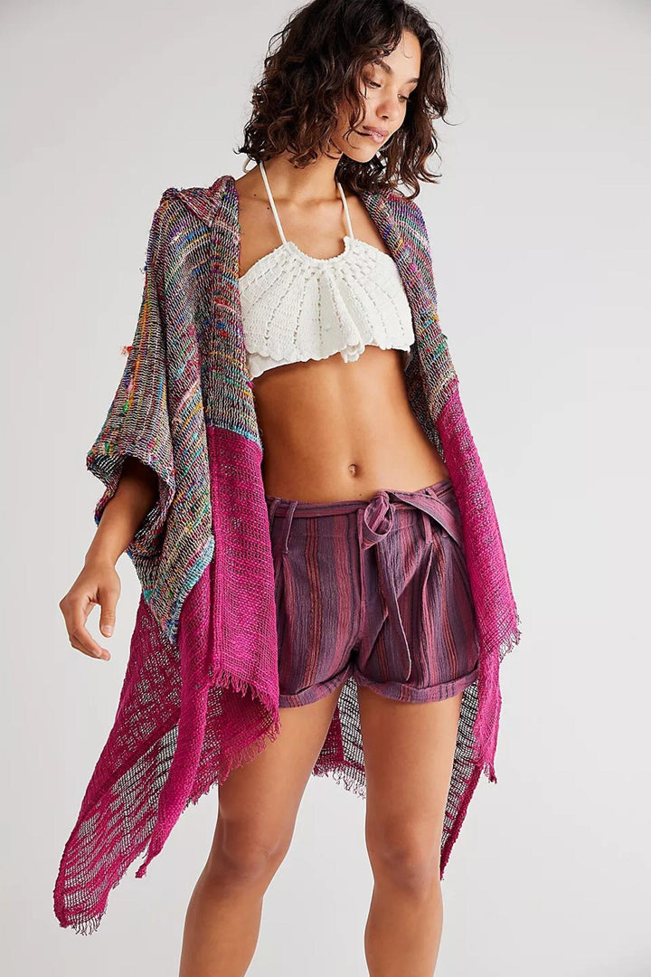 Rainbow Sari Hooded Kimono
