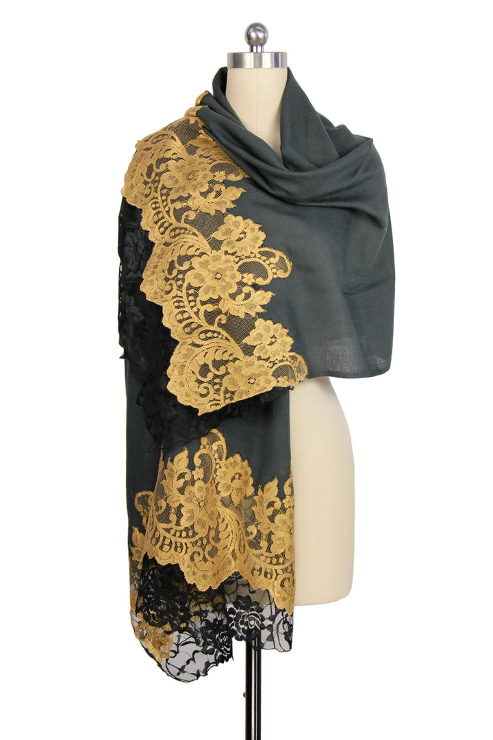 Gold Embellished Edged Scarf