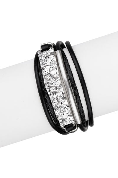 Unpaved Bar Leather Bracelet