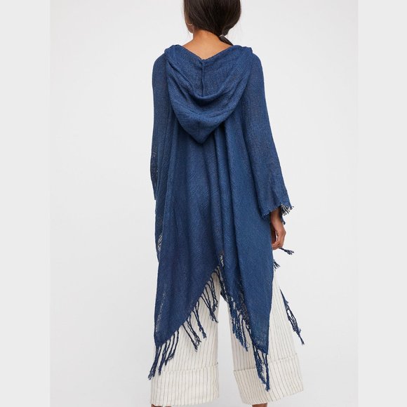 Dawn To Dusk Cotton Hooded Kimono With Fringe