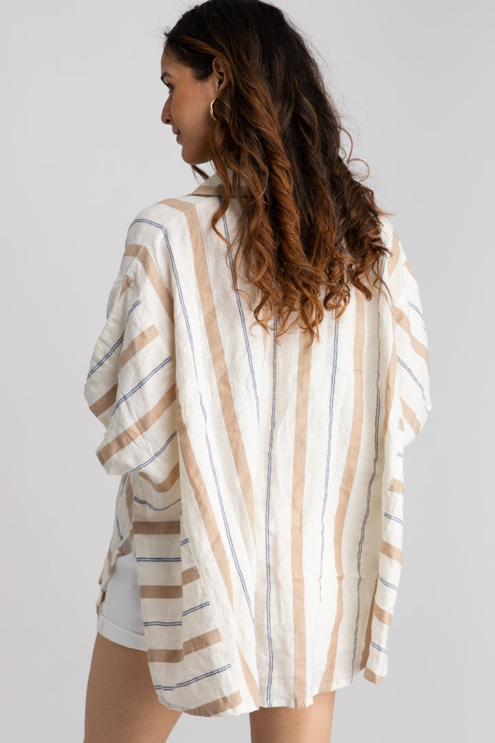 Oversized Striped Linen Cotton Shirt