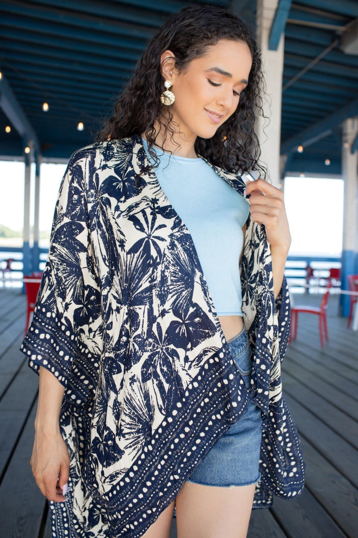 Woodblock Kimono Navy