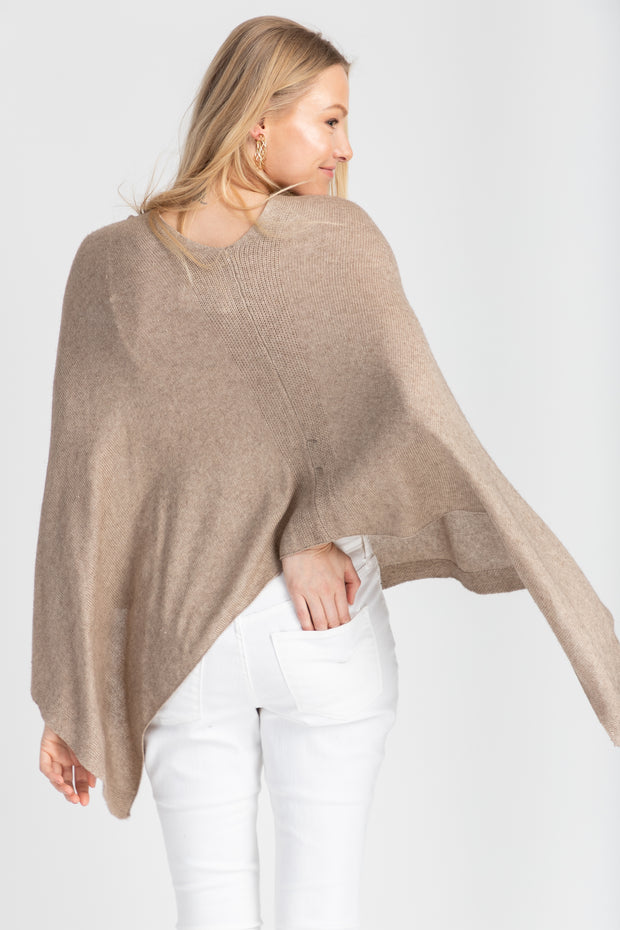 Heart Cashmere and Silk Poncho Taupe