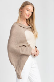 Heart Cashmere and Silk Poncho Taupe