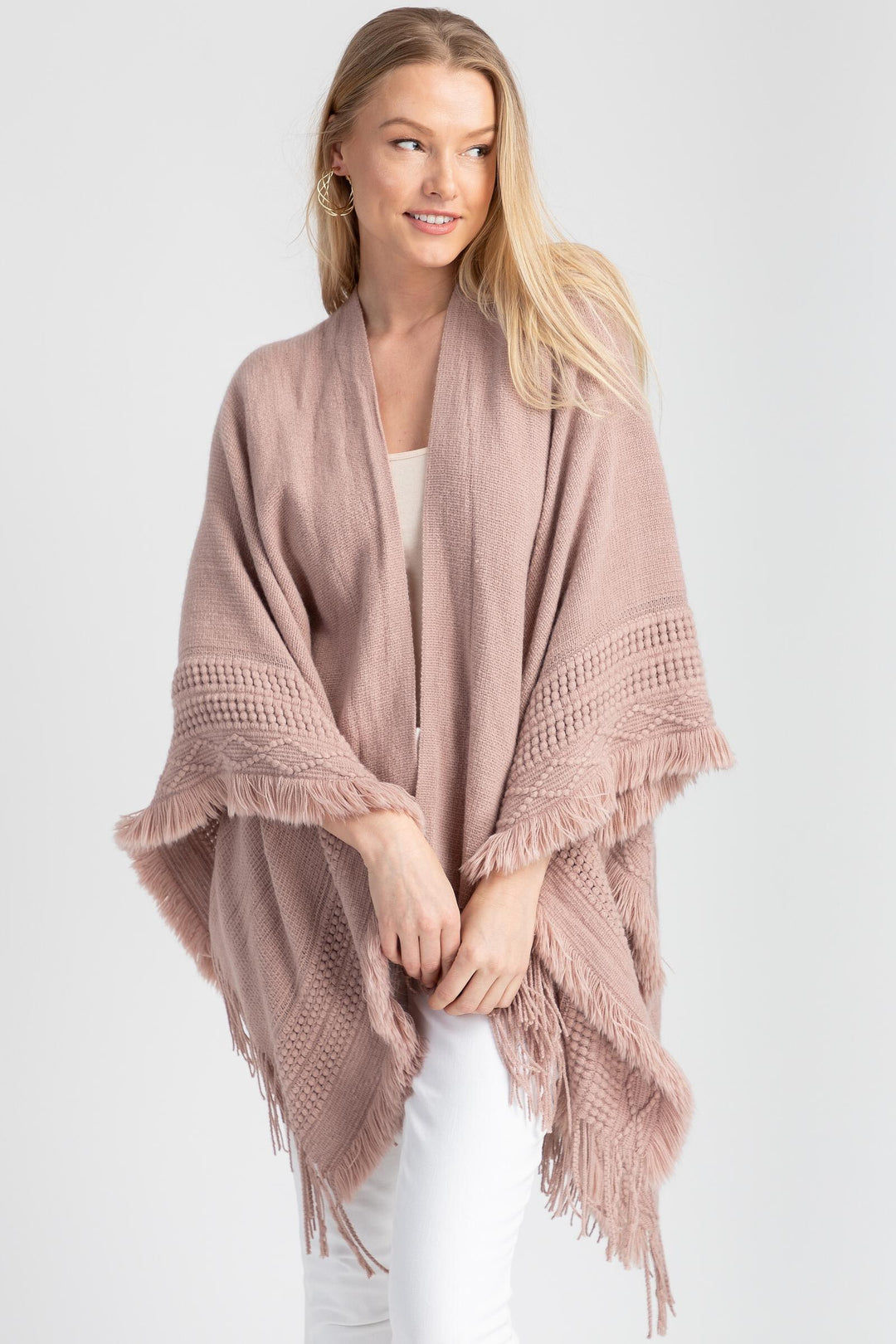Tara Fringed Kimono - Blush