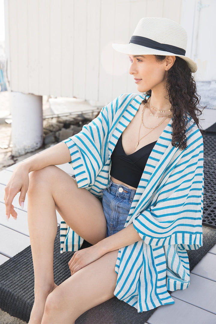 Bay Breeze Striped Kimono