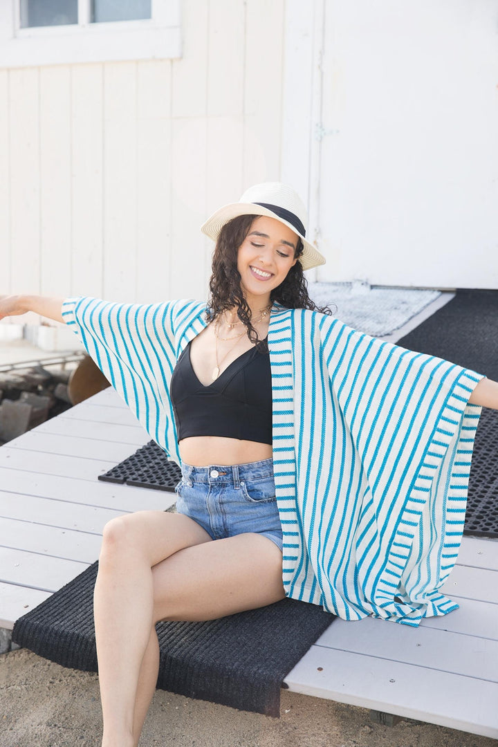 Bay Breeze Striped Kimono