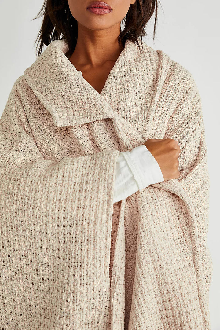 Comfy Oversized Waffle Knit Collared Jacket