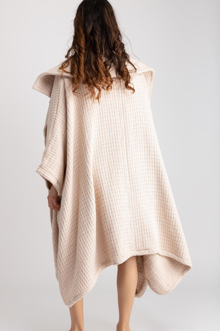 Comfy Oversized Waffle Knit Collared Jacket
