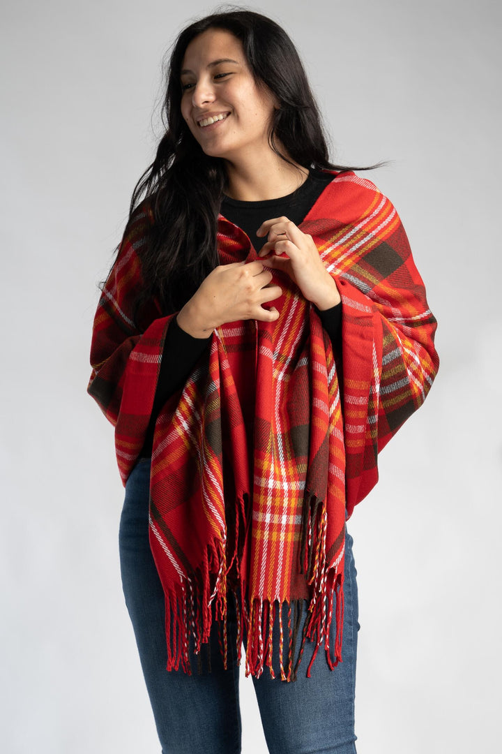 Dana Plaid Poncho