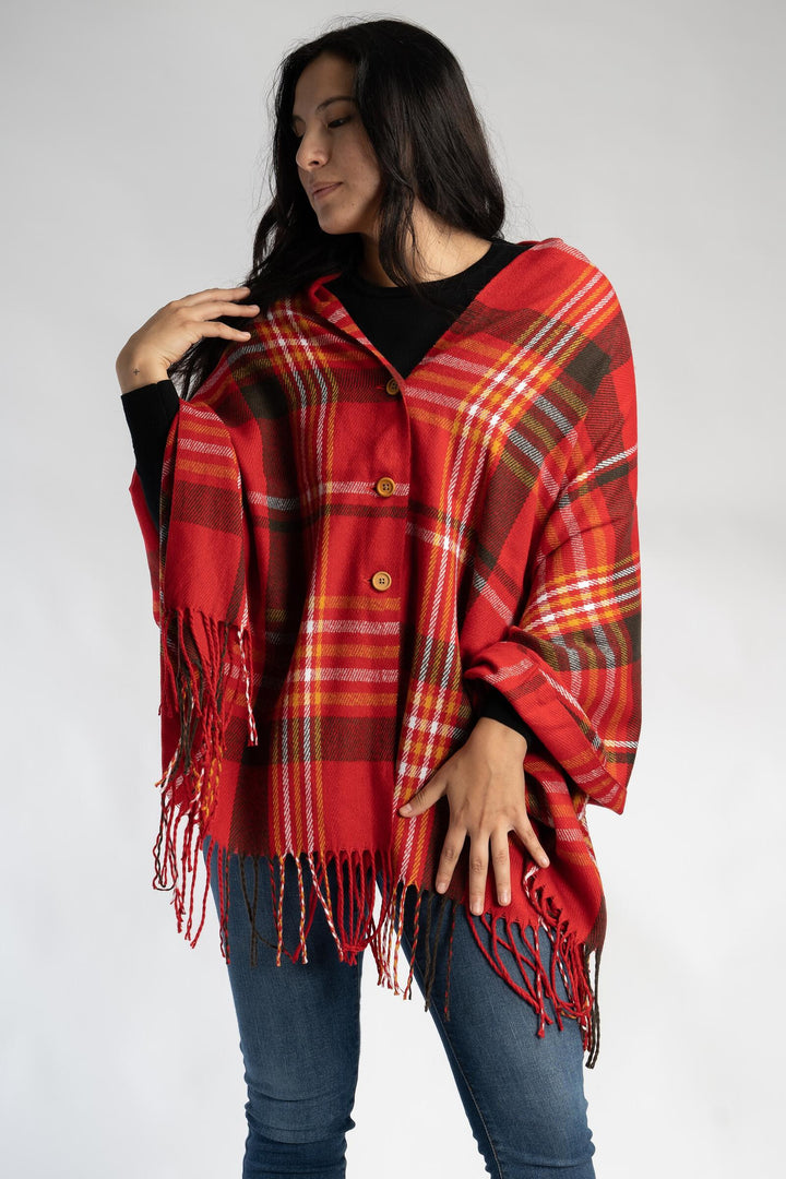 Dana Plaid Poncho