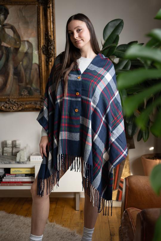 Dana Plaid Poncho