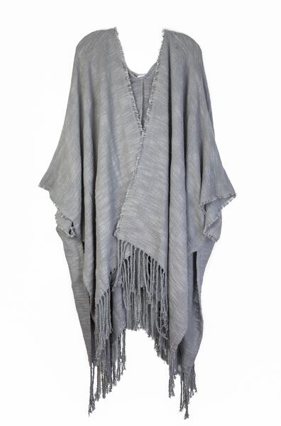 Dawn To Dusk Cotton Hooded Kimono With Fringe
