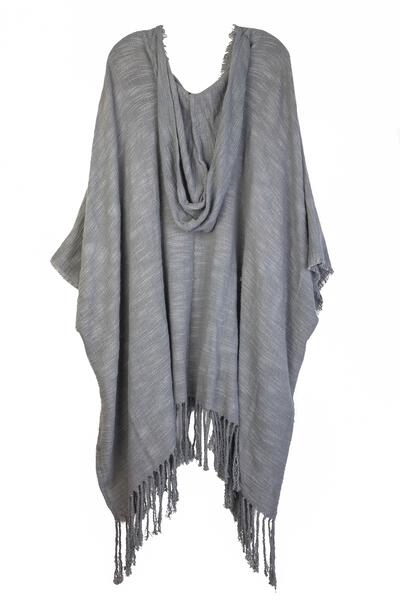 Dawn To Dusk Cotton Hooded Kimono With Fringe