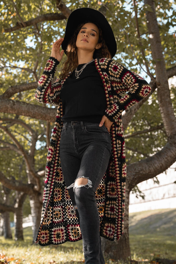 Winter Granny Long Crochet Kimono